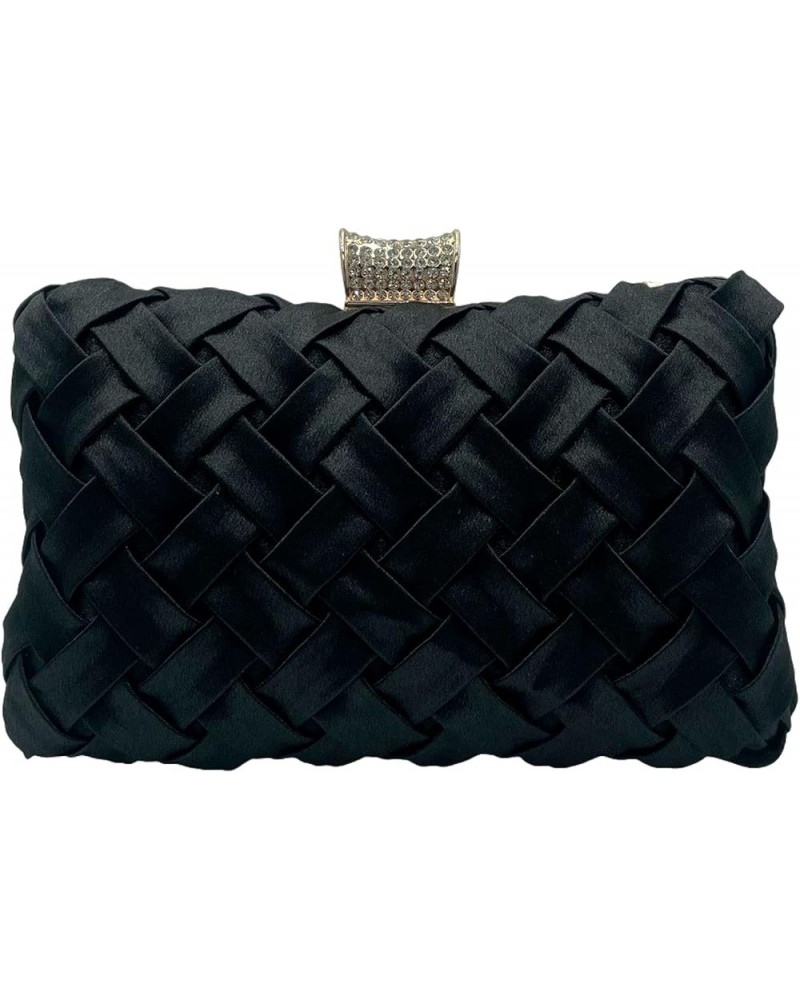 Women's Evening Bag Braided Purse top-handle Clutch Purse Shoulder Bag Chain Crossbody Bag Black $10.34 Evening Bags