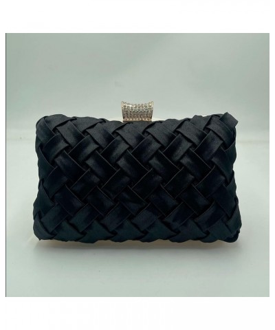 Women's Evening Bag Braided Purse top-handle Clutch Purse Shoulder Bag Chain Crossbody Bag Black $10.34 Evening Bags