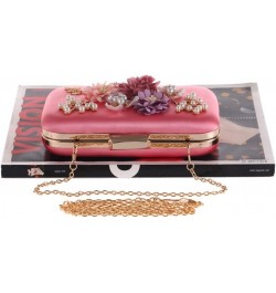 Flower Women Handbags Shell Pearl Lady Evening Bags Metal Golden Retro Satin Chain Clutches Purse D $52.06 Evening Bags