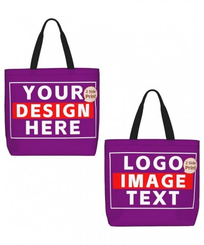 Custom Bags with Team Text Photo Logo Custom Tote Bags for Small Business Personalized Tote Bags In Bulk Women Girls Purple $...