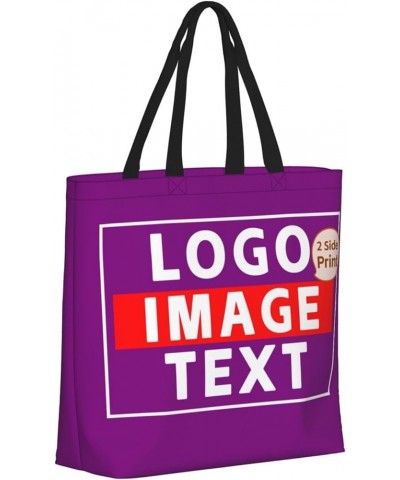 Custom Bags with Team Text Photo Logo Custom Tote Bags for Small Business Personalized Tote Bags In Bulk Women Girls Purple $...