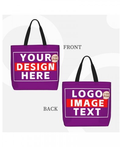 Custom Bags with Team Text Photo Logo Custom Tote Bags for Small Business Personalized Tote Bags In Bulk Women Girls Purple $...