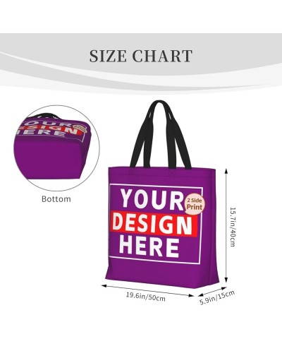 Custom Bags with Team Text Photo Logo Custom Tote Bags for Small Business Personalized Tote Bags In Bulk Women Girls Purple $...