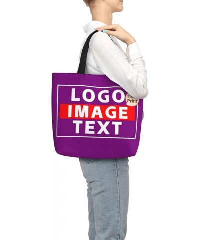 Custom Bags with Team Text Photo Logo Custom Tote Bags for Small Business Personalized Tote Bags In Bulk Women Girls Purple $...