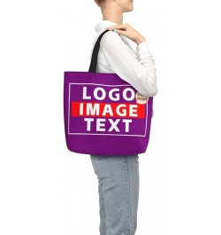 Custom Bags with Team Text Photo Logo Custom Tote Bags for Small Business Personalized Tote Bags In Bulk Women Girls Purple $...