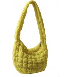 Puffer Tote Bag Quilted Bag Trendy Cute Handbags White Purse Crescent Shoulder Bag Cute Purses for Women (Deep Pink) Yellow $...