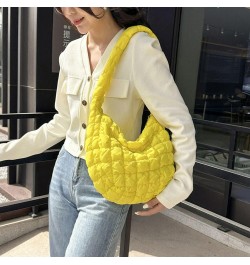 Puffer Tote Bag Quilted Bag Trendy Cute Handbags White Purse Crescent Shoulder Bag Cute Purses for Women (Deep Pink) Yellow $...