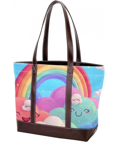 Tote Bags, Large Tote Bag, Tote Bag with Zipper, Rainbow Cartoon Unicorn, Womens Tote Bags for Work Design 1868 $25.91 Totes