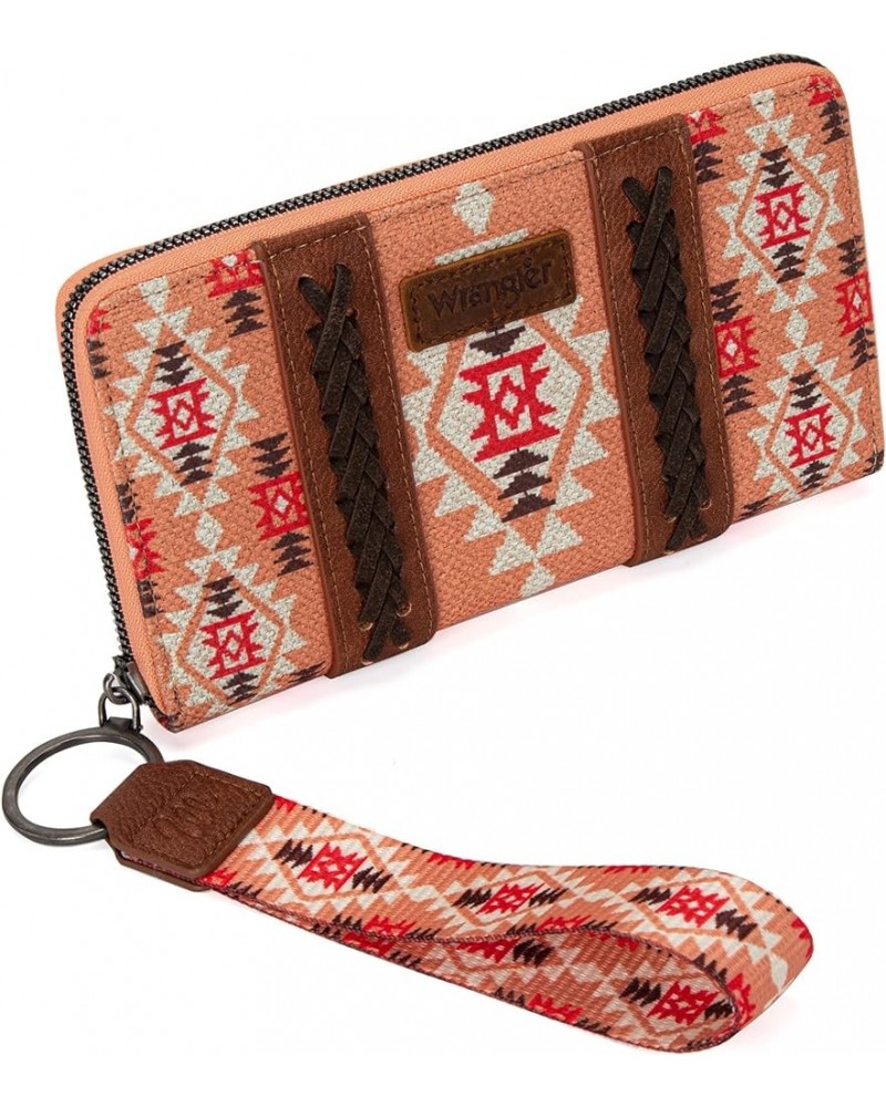 Wristlet Western Wallet Boho Aztec Credit Card Holder for Women 2203 Orange $25.64 Wristlets