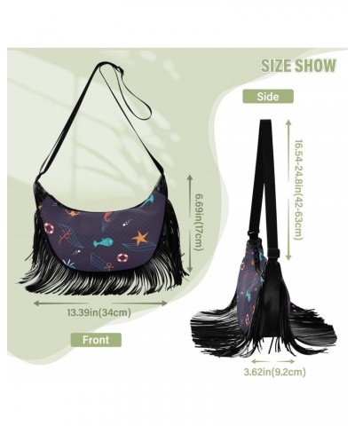 Cross Body Purses for Women Medium Fringe Womens Crossbody Bags Medium Women Shoulder Bag Underwater Sea Life $11.33 Crossbod...