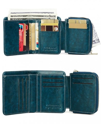 Small Womens Wallet Trifold Card Holder RFID Blocking with Zipper Coin Pocket (Peacock Blue) Gray $21.18 Totes