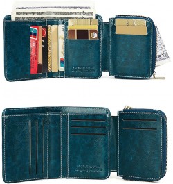 Small Womens Wallet Trifold Card Holder RFID Blocking with Zipper Coin Pocket (Peacock Blue) Gray $21.18 Totes