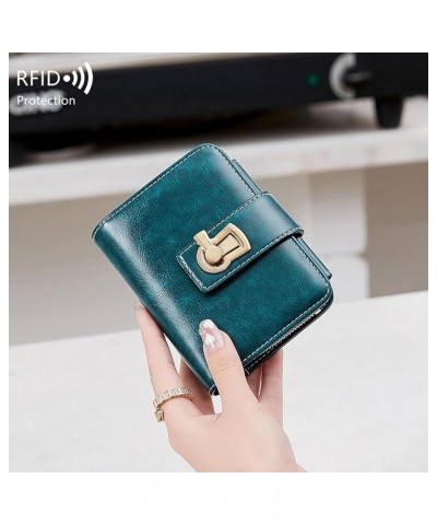 Small Womens Wallet Trifold Card Holder RFID Blocking with Zipper Coin Pocket (Peacock Blue) Gray $21.18 Totes