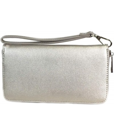 Faux Leather Wallet Zip Around clutch Passport Wallet with Check Book Holder Pewter $9.71 Wallets