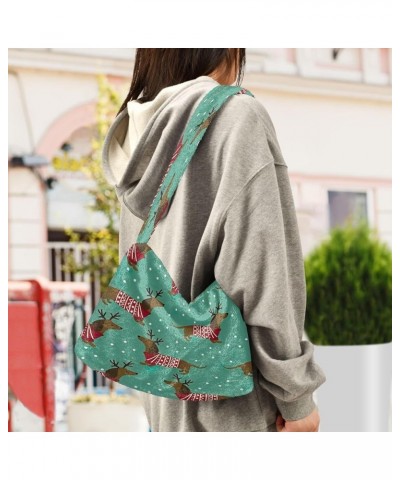 Christmas Green Women's Shoulder Handbag, Furry Bag Purses for Women Hobo Bag Christmas Jumpers Green Brown $10.50 Hobo Bags