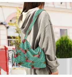 Christmas Green Women's Shoulder Handbag, Furry Bag Purses for Women Hobo Bag Christmas Jumpers Green Brown $10.50 Hobo Bags