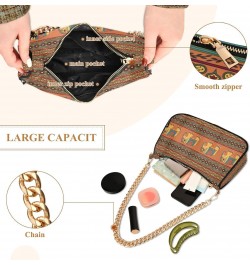 Clutch Shoulder Bags Tote Evening Purse Handbags for Women Hobo Bags Indian Traditional Elephants on Orange with Zipper Closu...