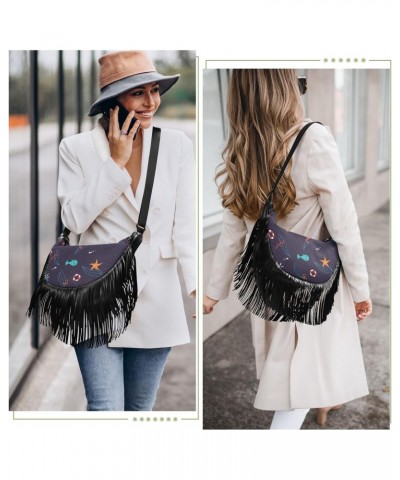 Cross Body Purses for Women Medium Fringe Womens Crossbody Bags Medium Women Shoulder Bag Underwater Sea Life $11.33 Crossbod...