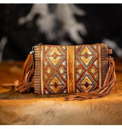 Western Purse for Women Crossbody Bag Wristlet Clutch Purse A3 Brown Aztec $19.68 Crossbody Bags