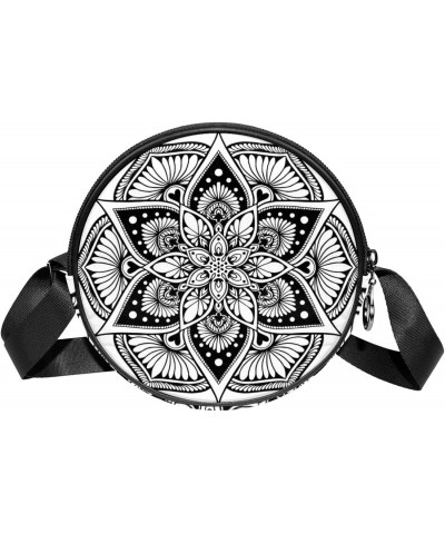 Mandalas Coloring Crossbody Bag for Women Teen Girls Round Canvas Shoulder Bag Purse Tote Handbag Bag $9.24 Totes