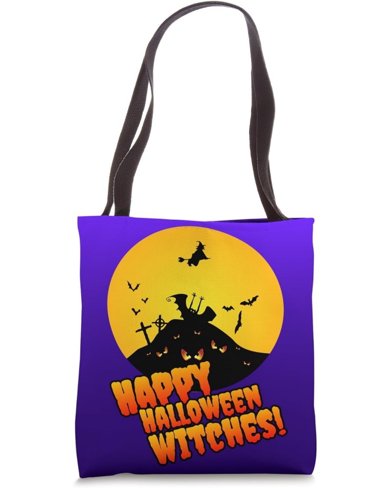 Happy Halloween Spooky Graveyard Witch Tote Bag $12.25 Totes