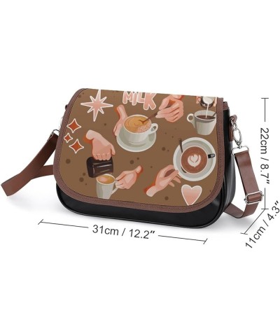 Printed Crossbody Bag Shoulder Bag PU Leather Women's Designer Satchels Dream Wings Color5 $23.04 Satchels