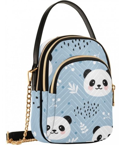 Cell Phone Purse Panda Bear Blue Spring Leaves Crossbody Handbag Durable Shoulder Bag Sturdy Travel Pouch Compact Chic Bag fo...