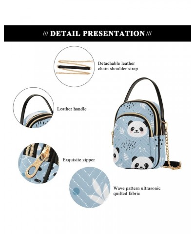 Cell Phone Purse Panda Bear Blue Spring Leaves Crossbody Handbag Durable Shoulder Bag Sturdy Travel Pouch Compact Chic Bag fo...