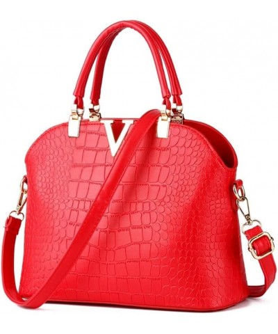 Fashion Crossbody Bags for Women Pu Leather Girls Evening Handbag Red V B Red $41.71 Evening Bags