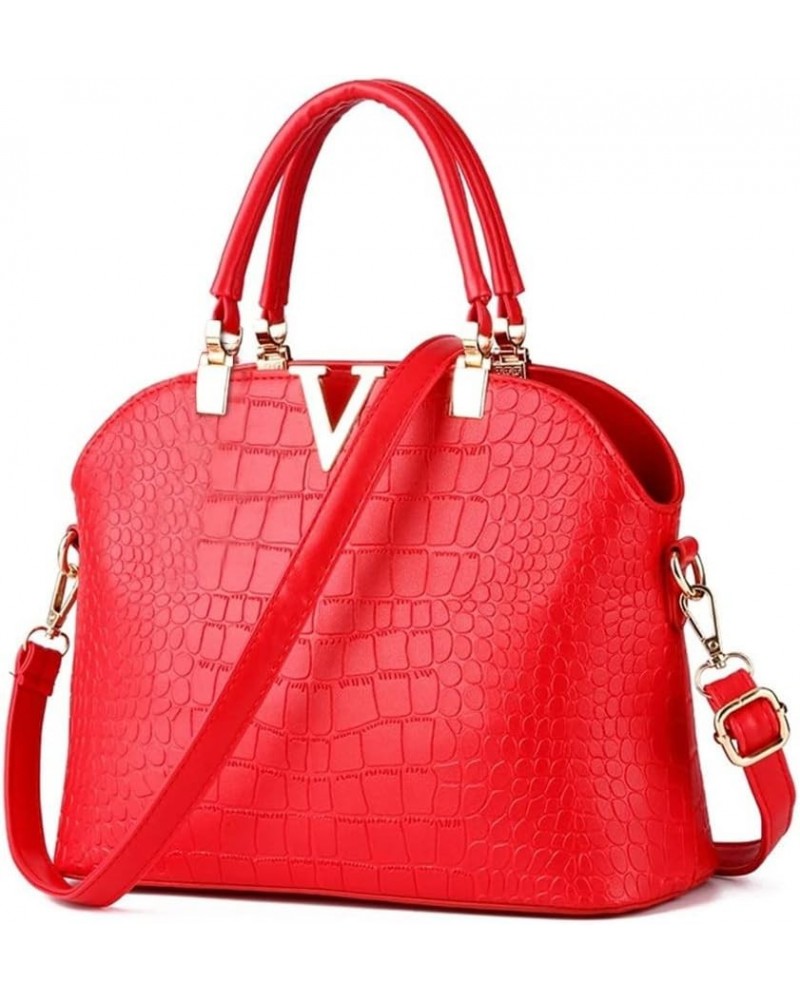 Fashion Crossbody Bags for Women Pu Leather Girls Evening Handbag Red V B Red $41.71 Evening Bags