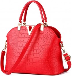 Fashion Crossbody Bags for Women Pu Leather Girls Evening Handbag Red V B Red $41.71 Evening Bags