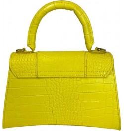 Italian Crocodile print Handbags for Women Genuine Cow Leather Purses Top Handles Shoulder Bag Yellow $58.52 Shoulder Bags