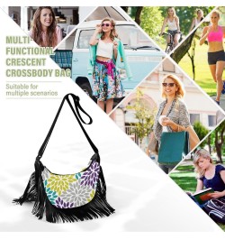 Abstract Colored Floral Fringe Bag for Women Cross Body Bag Tassel Shoulder Bag Satchel $15.38 Crossbody Bags