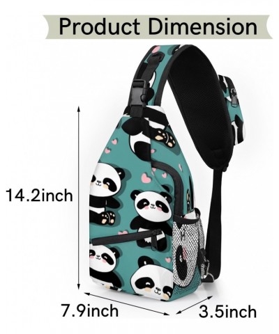 Sling Bag Panda Heart Adjustable Sling Backpack Crossbody Shoulder Backpack Anti-theft Rope Chest Shoulder Daypack for Travel...