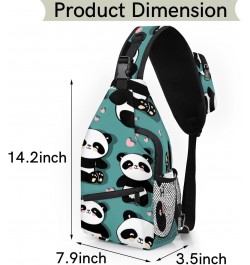 Sling Bag Panda Heart Adjustable Sling Backpack Crossbody Shoulder Backpack Anti-theft Rope Chest Shoulder Daypack for Travel...