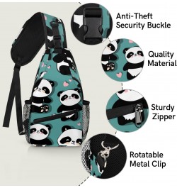 Sling Bag Panda Heart Adjustable Sling Backpack Crossbody Shoulder Backpack Anti-theft Rope Chest Shoulder Daypack for Travel...