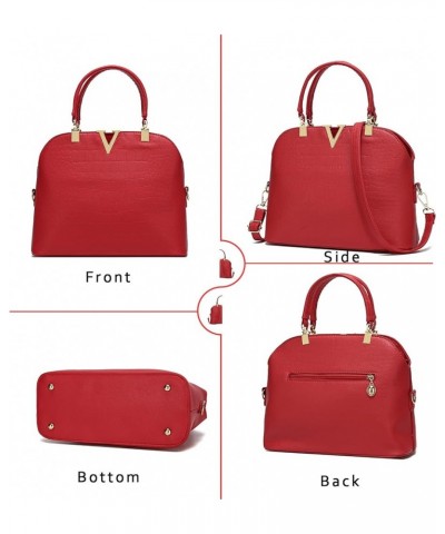 Fashion Crossbody Bags for Women Pu Leather Girls Evening Handbag Red V B Red $41.71 Evening Bags