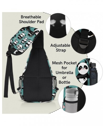 Sling Bag Panda Heart Adjustable Sling Backpack Crossbody Shoulder Backpack Anti-theft Rope Chest Shoulder Daypack for Travel...