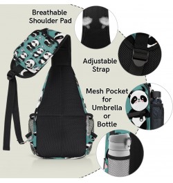 Sling Bag Panda Heart Adjustable Sling Backpack Crossbody Shoulder Backpack Anti-theft Rope Chest Shoulder Daypack for Travel...