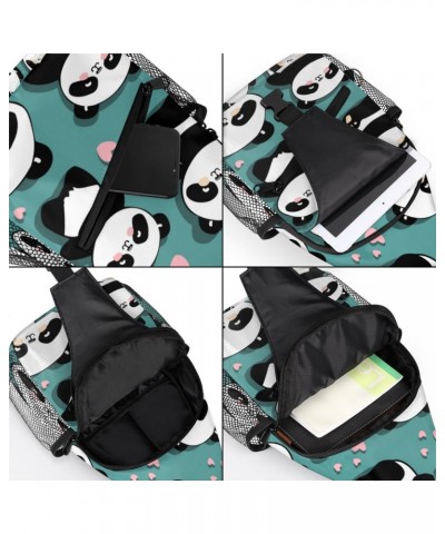 Sling Bag Panda Heart Adjustable Sling Backpack Crossbody Shoulder Backpack Anti-theft Rope Chest Shoulder Daypack for Travel...