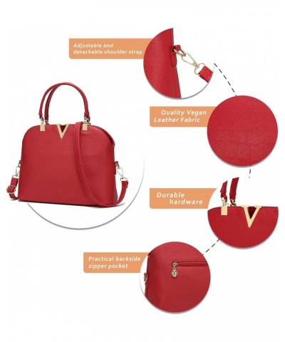 Fashion Crossbody Bags for Women Pu Leather Girls Evening Handbag Red V B Red $41.71 Evening Bags