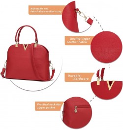 Fashion Crossbody Bags for Women Pu Leather Girls Evening Handbag Red V B Red $41.71 Evening Bags