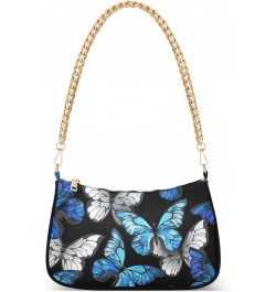 Blue and White Butterflies Shoulder Bags for Women Small Handbags Mini Clutch Purse $16.49 Shoulder Bags