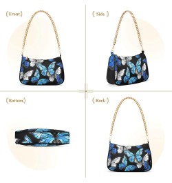 Blue and White Butterflies Shoulder Bags for Women Small Handbags Mini Clutch Purse $16.49 Shoulder Bags