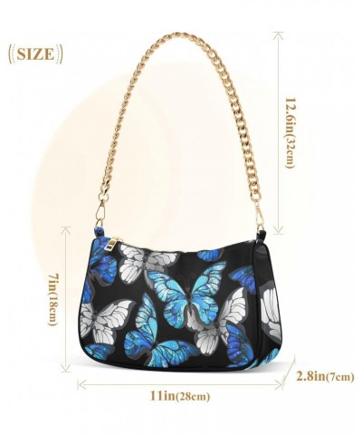 Blue and White Butterflies Shoulder Bags for Women Small Handbags Mini Clutch Purse $16.49 Shoulder Bags