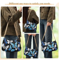 Blue and White Butterflies Shoulder Bags for Women Small Handbags Mini Clutch Purse $16.49 Shoulder Bags