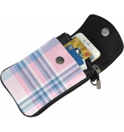 Plaid Pink Blue Cell Phone Purse Small Crossbody Bags Lightweight Shoulder Bag For Women $19.69 Crossbody Bags