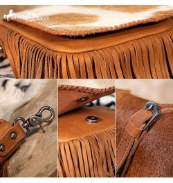 Western Crossbody Bags for Women Cowgirl Small Tooled Fringe Leather Purse C6-hair-on Brown $31.85 Crossbody Bags