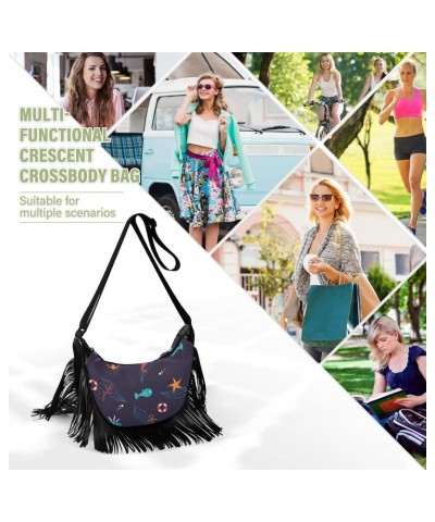 Cross Body Purses for Women Medium Fringe Womens Crossbody Bags Medium Women Shoulder Bag Underwater Sea Life $11.33 Crossbod...