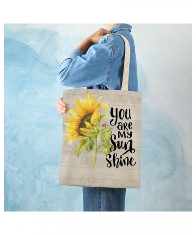 Canvas Tote Bag, Sunflower Art Shopping Bag with Zipper & Handle for School Travel, Reusable Shopping Grocery Bags Style-3 $1...